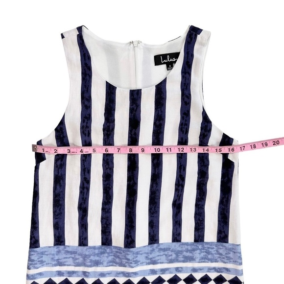 Lulu’s navy blue nautical stripe tank shift mini dress small summer vacation - Picture 11 of 16